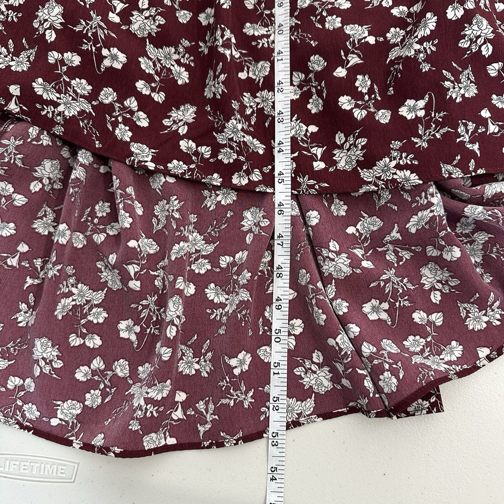 Ivy City Co Lisbeth Dress Small Floral Long Sleeve Ruffle Burgundy Boho - Picture 8 of 9